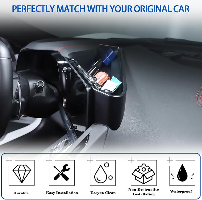 Center Console Storage Box Compatible with Chevrolet Corvette C8 2020-2025, ABS Navigation Screen Rear Storage Tray Organizer, Auto Interior Storage Accessories, Style B
