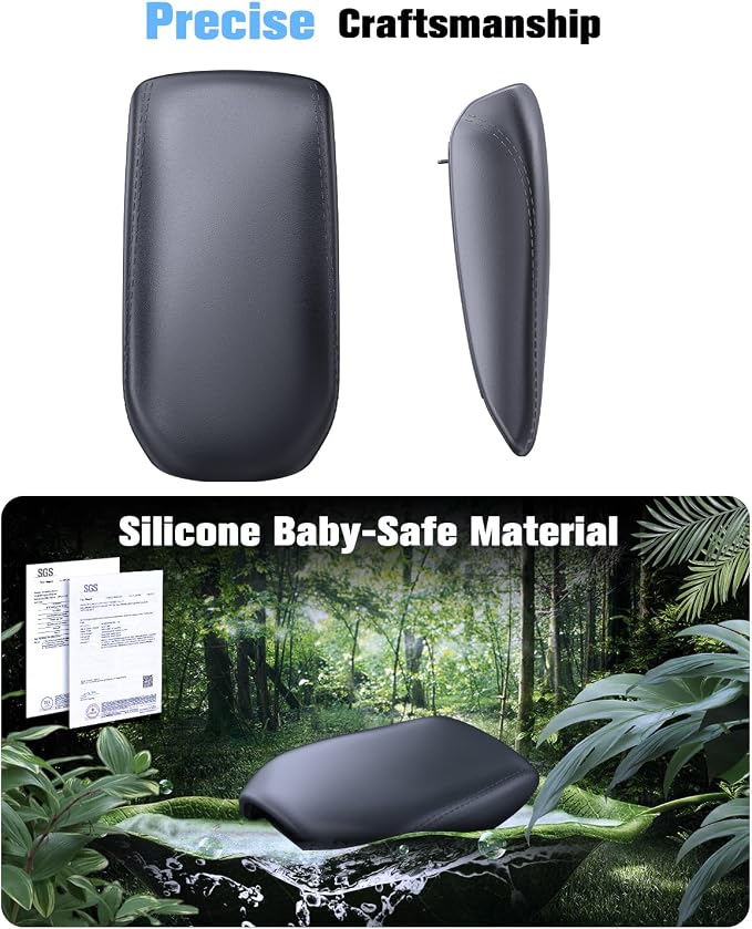 For 2023~2026 Honda HR-V 2-in-1 Silicone Center Console Armrest Cover& Armrest Hidden Privacy Tray - [OEM Design& Friendly Liquid Silicone Rubber] - Thin Black