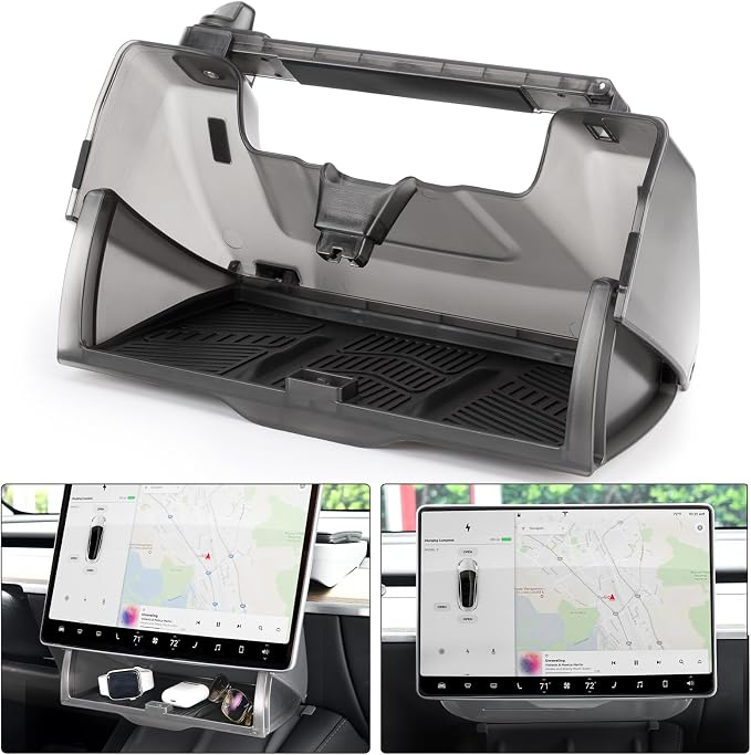Hidden Under Screen Storage for Tesla Model Y Model 3 2021-2026, Center Console Organizer Accessories Compatible with Tesla Model Y Model 3 Accessories 2026(Black)