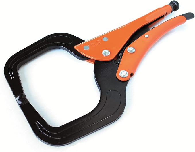 Grip-On 12412 12-Inch Steel C-Clamp Locking Pliers in Orange Epoxy