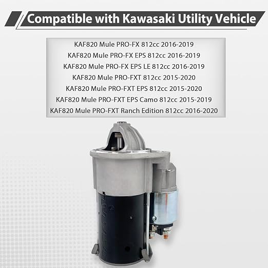 21163-0751 Starter Motor 12V 9T Fits for 15-20 Mule Pro-FX Pro-FXT Pro-FXR | Compatible with Kawasaki KAF820 Replace 211630751 1400-0144 14000144 108-522 108522 435-517 435517 49-5858 495858