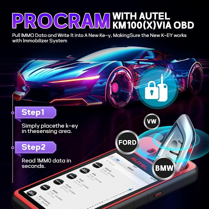 Autel IKEY Razor Programmable Smart Key 2024 Key Fob for BMW Key Creation 4 Buttons Ultra-Long Range OE Quality 700+ Vehicles Car Key Replacement Programmed with Autel KM100 IM508 IM608