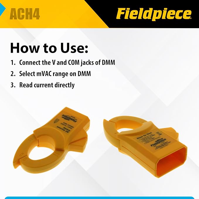 Fieldpiece ACH4 400A Amp Clamp Accessory Head for HVAC Testing, AC Current Clamp Meter Attachment, Jaw Claw Wire Isolation, Compatible with Stick Multimeters & Digital Meters