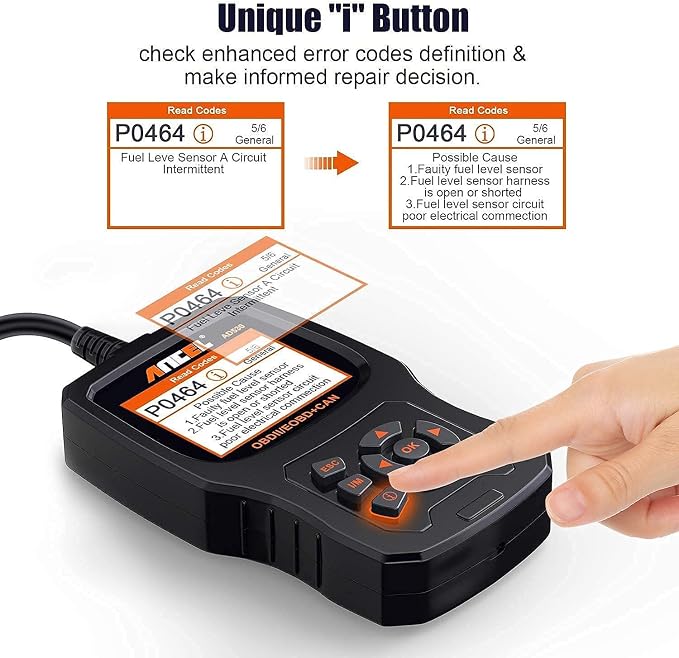 ANCEL AD530 Vehicle OBD2 Scanner with ANCEL Protective Case Storage Bag