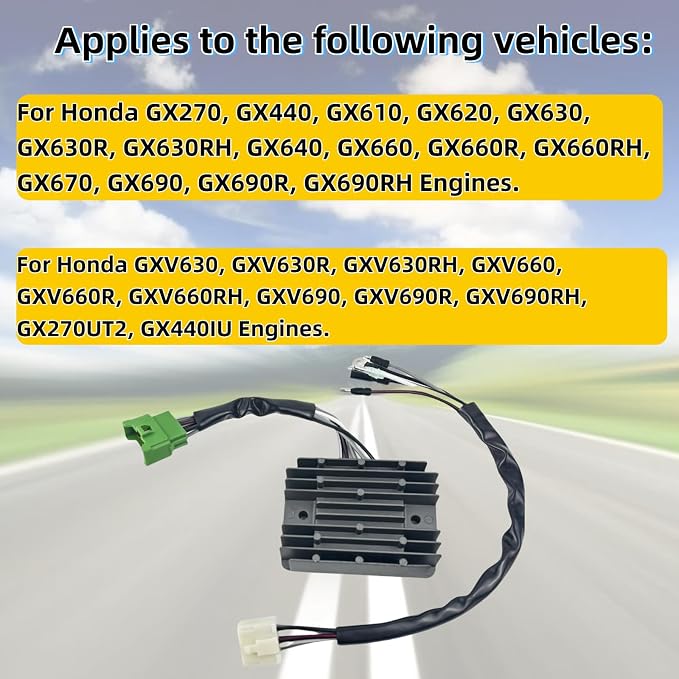 SH748AA 32105Z6L0001 Voltage Regulator Rectifier Charging Module with Sub-Wire Harness for Honda GX270 GX440 GX610 GX620 GX630 GX640 GX660 GX670 GX690 Engine - Replaces 32105-Z6L-0001 & 31620-ZG5-033