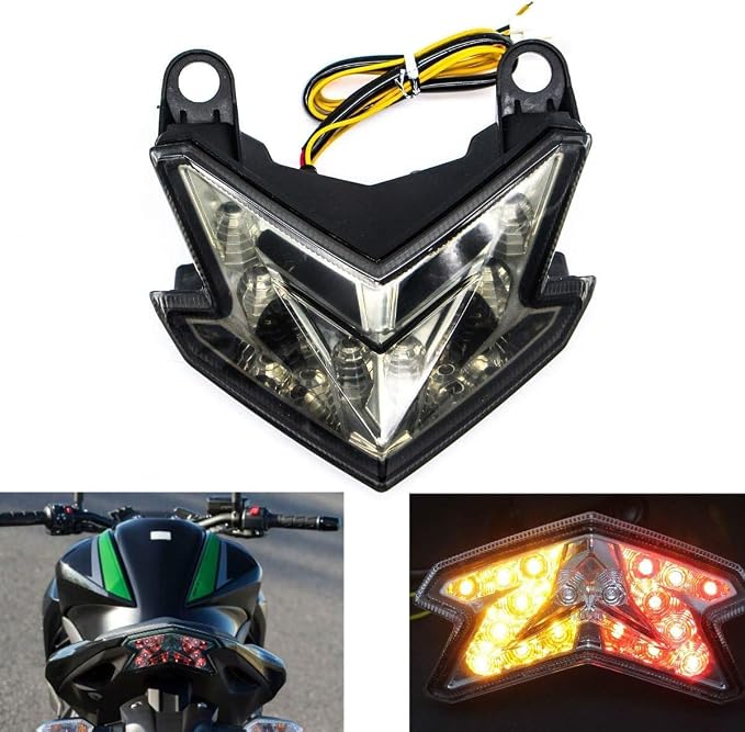MZS Motorcycle Tail Light, LED Turn Signal Blinker Integrated Smoke Compatible with ZX6R ZX-6R 2013-2018 / Z125 Pro 2017-2024 / Z800 2013-2017