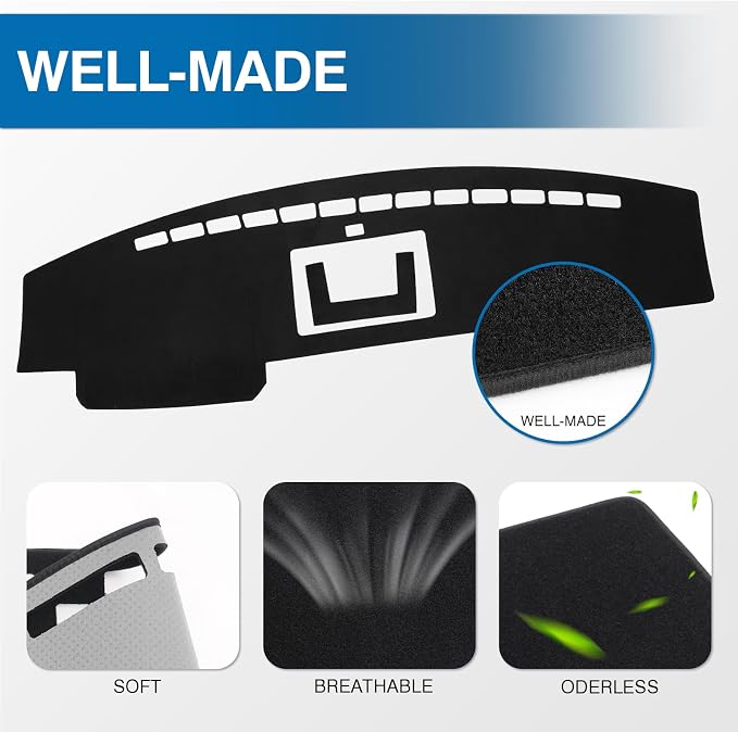 KUST Black Dash Cover Compatible with 2009-2014 Ford F150 F-150 Raptor (with Light Sensor) Polyester Dashboard Cover Non-Slip Dash Protector Accessories for F150 Custom Fit Dash Mat No Glare
