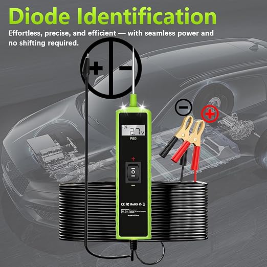 Topdiag P60 Automotive Power Circuit Probe Tester, 12-24V Power Circuit Probe Kit, Short Circuit Automobile Finder，AC/DC Voltage Tester, Component Activation Tool