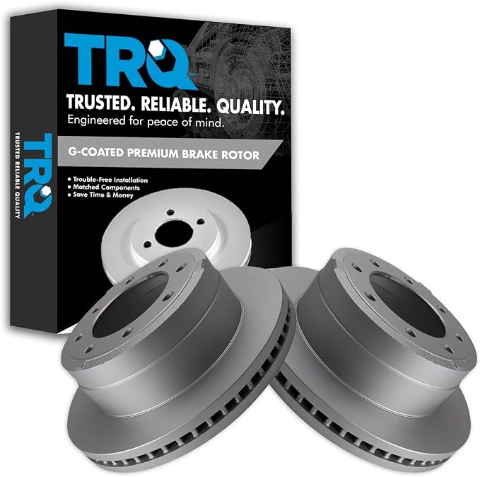 TRQ Rear Brake Rotors Set Vented Premium G-Coated Compatible with 2013-2022 Ford F-250 Super Duty F-350 Super Duty