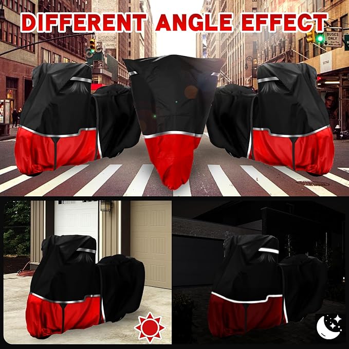 420D Waterproof Motorcycle Cover with Side Top Box Compatible with Touring Models Harley Davidson Road Glide Limited/Road King/Ultra Limited for Snow Rain Dust Protection All Weather Protection