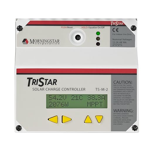 Morningstar Tristar Digital Meter-2 (TS-M-2) - for Tristar PWM and Tristar MPPT Solar Charge Controllers - Displays System Info, Logged Data, Bar Graphs, Alarms & Faults Troubleshooting - 5 Languages
