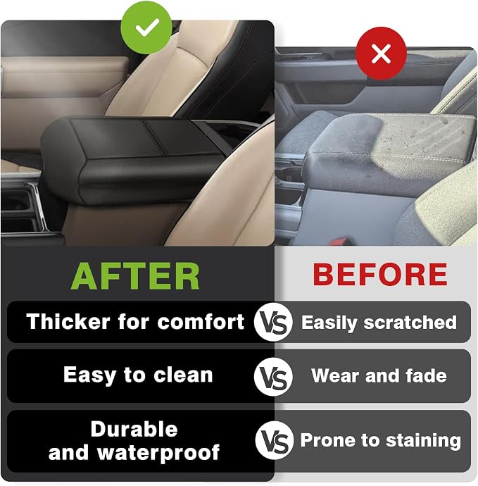 Muslogy Center Console Organizer(Fit With OEM Tray) (Brown)& Extra Thick Armrest Cover (Bucket Seat Only) Compatible with Ford F250 2023-2024