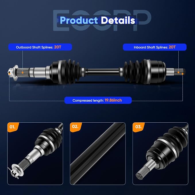 ECCPP CV Axle Drive Shaft Assembly fit for 1997 2000 for YAMAHA Big Bear 350 Wolverine 350 Big Bear 400 Kodiak 400 Front Left Right 4KB-2510F-00-00
