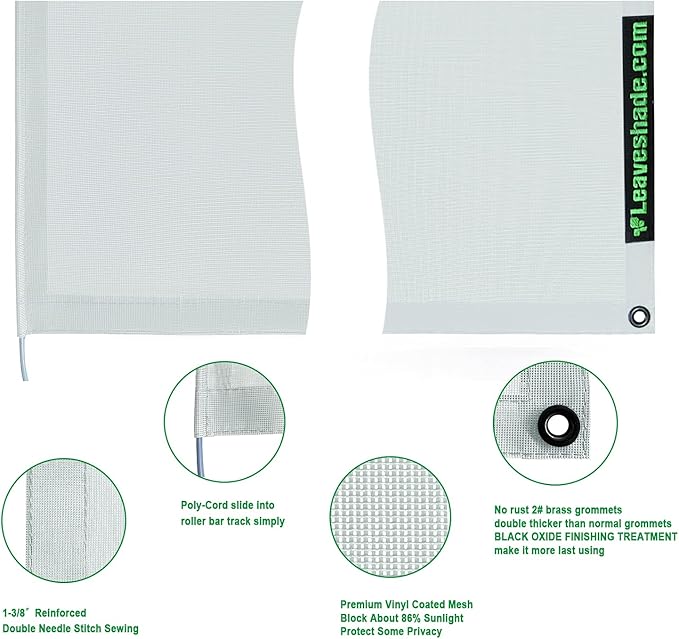 leaveshade RV Awning Sun Shade Screen 7' X 16' 3'' (Fit for 17' Awning)- Mesh Sunshade Block Patio Front UV Glare Motorhome Camping Trailer Awning Shade Canopy Sunscreen - 3 Year Warranty (Gray)