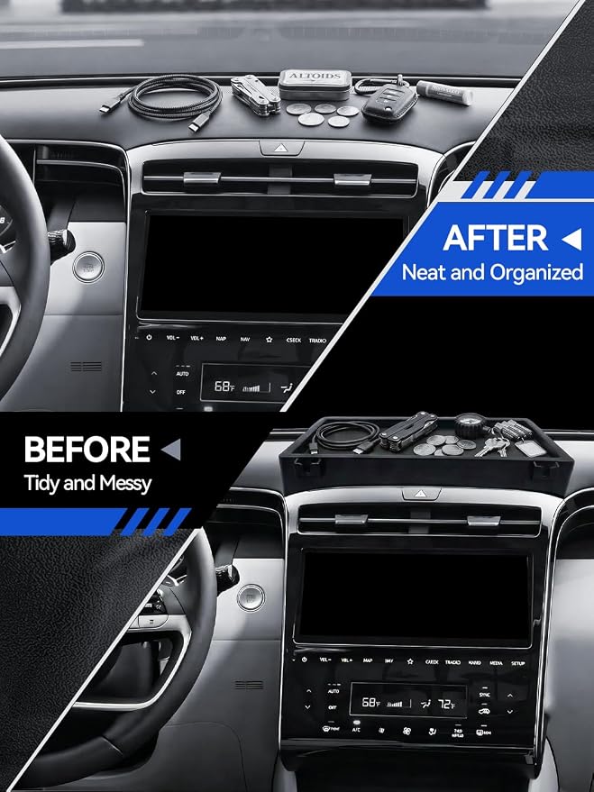 for Santa Cruz Dashboard Console Organizer 2022 2023 2024 Hyundai Santa Cruz Accessories Behind Screen Organizer Storage Box Console Dash Tray