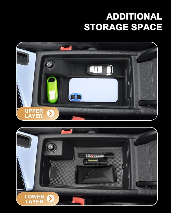 ECOZEN Center Console Organizer For 2017-2023 Audi A5 - Center Console Armrest Box Storage Tray Compatible with 2017-2023 A5 Interior Accessories Armrest Organizer ABS