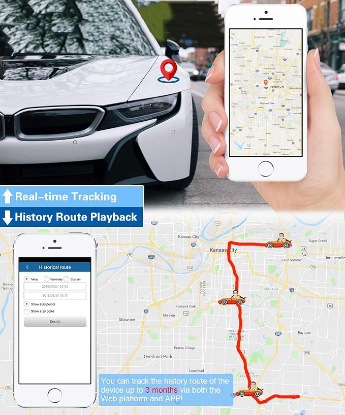 GPS Tracker for Vehicles Hidden Magnetic Vehicle GPS Tracker GPS Tracking Device for Car Motorcycles Trucks with Real-time Tracking,Anti-Theft Alarm（4G TK905B）