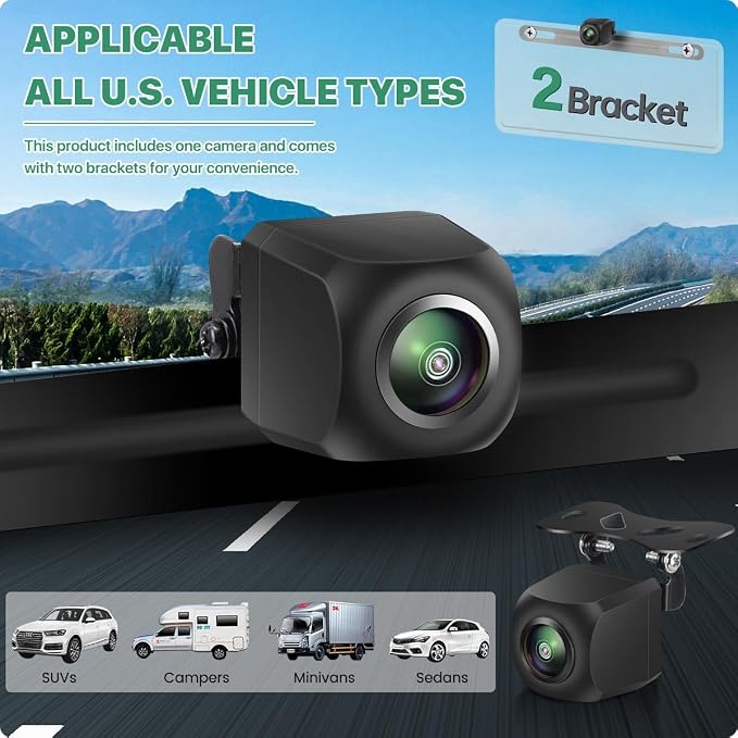 AHD 1080P Vehicle Backup License Plate Camera +4Pin Male to M12 Aviation Female Cable Plug Adapter Converter