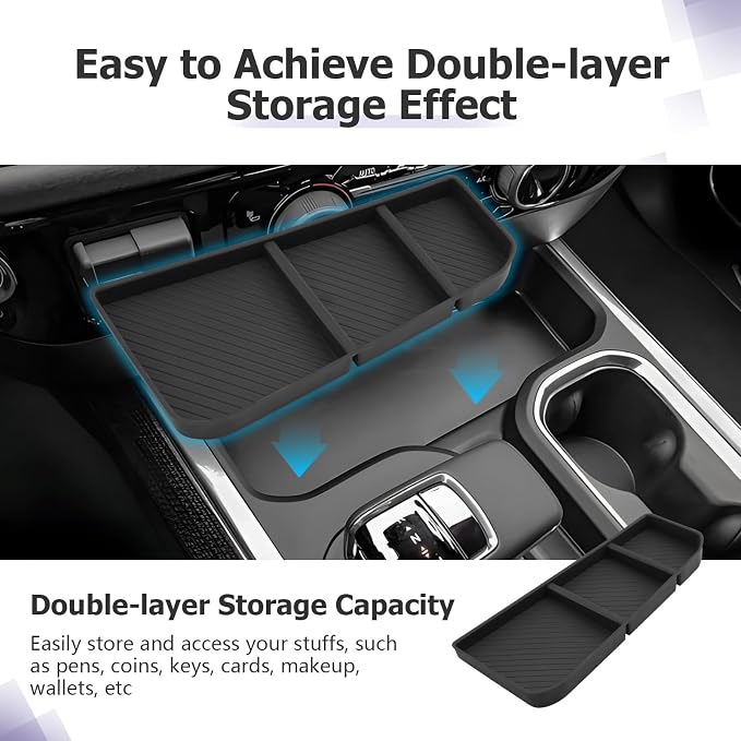 2026 Silverado 1500 Center Console Organizer - Compatible with 2026 2025 2024 2023 Chevy Silverado 1500/GMC Sierra 1500 Accessories Under Screen Organizer Tray - ONLY FIT Full Console w/Bucket Seats
