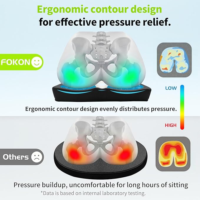 Gel Wheelchair Seat Cushion,Bed Sore Cushions for Butt,Gel Cushion for Pressure Relief,Donut Pillow for Tailbone Pain Relief,Sciatica,Coccyx,hemorrhoid Pillow,Cushion for Office Chair(BLACK2)