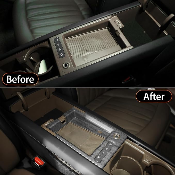 YOUTOOCAR Center Console Wireless Charging Pad Frame Cover Trim Compatible with Kia EV9 2024-2026 Accessories (Wood Grain)