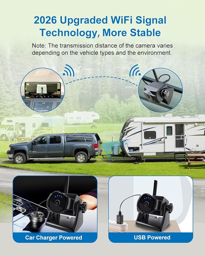 1080P Magnetic Wireless Backup Camera, WiFi Hitch Camera with Long-Lasting Battery,Night Vision,IP69K, Easy Installation for RVs, Trucks, Trailers, Compatible with iPhone,iPad, Android Devices