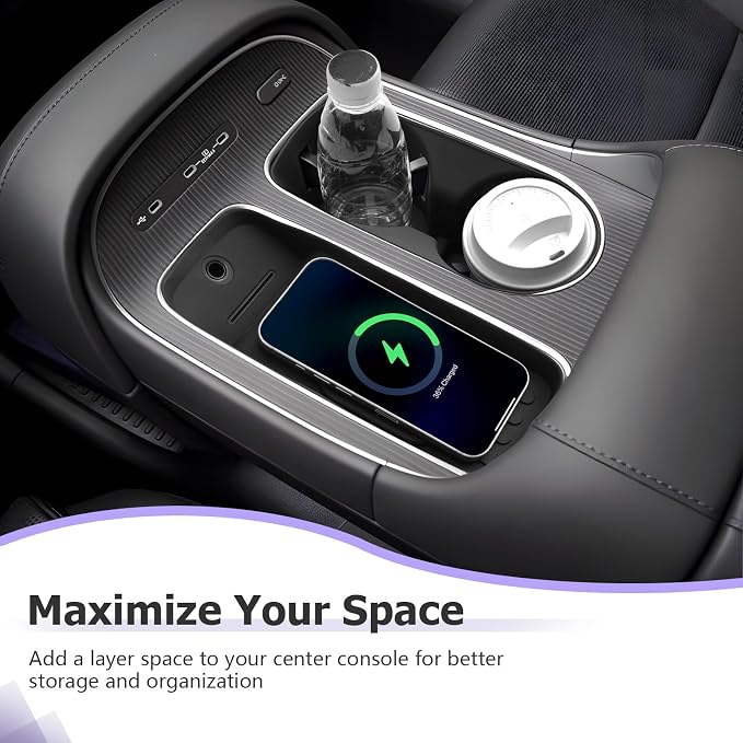 LUWU 2026 Palisade Accessories Compatible with 2026 Palisade SE/SEL/XRT/Limited/Calligraphy Accessories Center Console Silicone Cup Holder Insert, Wireless Charging Anti-Slip Mat 2PCS(Only for 7-Seat)