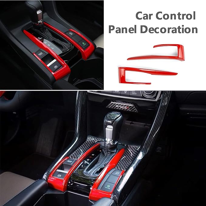23 Pcs Carbon Fiber Console Center Dashboard Cover, Gear Shift Panel Cover, Steering Wheel Cover, Door Side Panel Cover Compatible with Honda Civic 10th Gen 2016-2021
