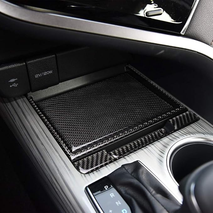NVCNX Real Premium Carbon Fiber for Toyota Camry Accessories 2018-2024 2019 2020 2021 2022 2023 SE/LE/XSE/XLE/SE Nightshade/L/TRD Gas Hybrid Center Console Organizer Cover Interior Trim Sticker 4PCs
