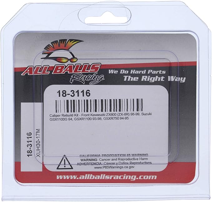 New All Balls Racing Front Caliper Rebuild Kit 18-3116 Compatible With/Replacement For Suzuki GSX-R 1100 93-98