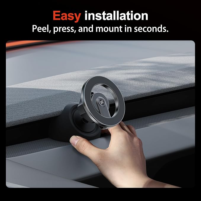 YONZEE Magnetic Phone Mount Compatible with 2025-2026 Model Y Juniper and 2024-2026 Tesla Model 3 Highland, Dashboard Ball Joint Base, Strong Magnetic Holder Ring, 360° Rotation