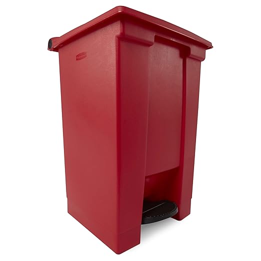 Rubbermaid Commercial Products Legacy Step-On Trash Can/Container, 12-Gallon, Red, Hands-Free Sanitary Use Garbage Can for Medical Waste in Hospitals/Lab/Emergency/Patient Rooms