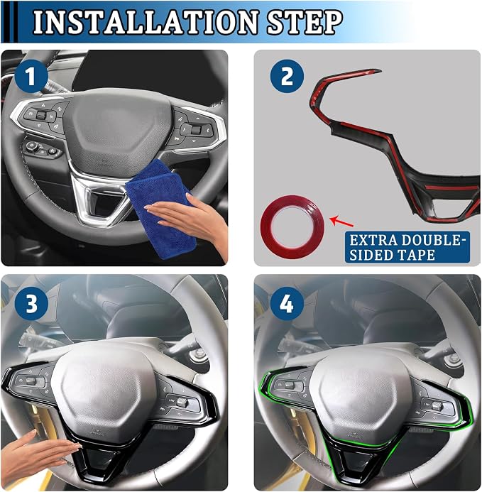 Interior Steering Wheel Center Cover Frame Trim Anti Scratch Glossy Black ABS Protective Decorative Accessories Kit for Chevrolet Trailblazer 2024 2025 2026/TRAX 2023-2025