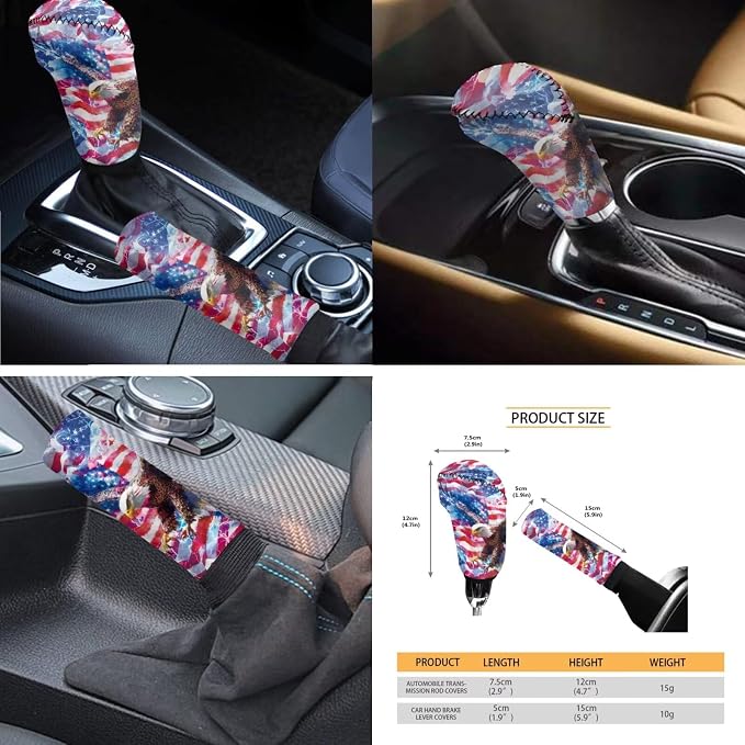 Gradient American Flag & Eagle 11-Piece Car Seat Cover Set with Steering Wheel Cover and Seatbelt Pad Covers, Universal Fit for Most Vehicles, 250th Anniversary Patriotic Auto Decor