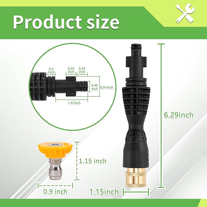 FIXFANS Foam Cannon Dual Connector Accessory for Pressure Washer, Double Tip Attachment Soap Cannon with Replacement Adapter for Portland Husky and Ryobi Power Washer, 1/4" Quick Connect, 5 Nozzles