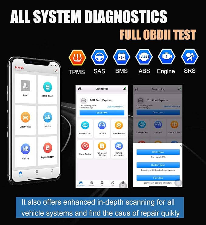 Autel MaxiAP AP2500 Upgraded AP200/AP200C/AP200H/AP200M Bluetooth OBD2 Code Reader Auto Scanner Car Scan Tool 5+ Service Functions 45+ Car Brands Free APP for Android/iOS Advanced AP2500E
