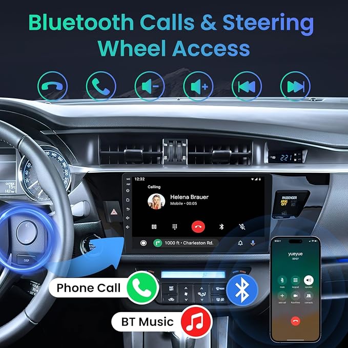 4G RAM +64G ROM Car Radio for Toyota Corolla 2014-2016: 10 Inch 1280 * 800 HD Touchscreen Stereo with Carplay/Android Auto 5G WiFi GPS Navigation 1080P Backup Camera FM SWC