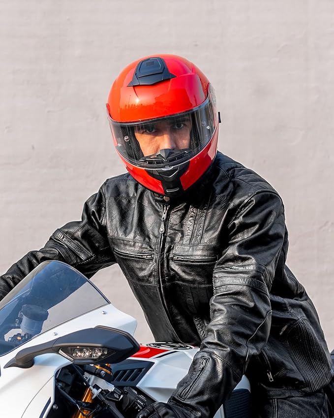 ILM 159BT Bluetooth Modular Motorcycle Helmet 2-3 Riders Intercom Full Face Flip up Casco DOT with Face Mask (Red, L)