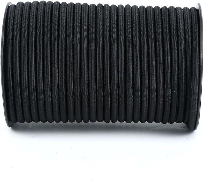 Marine Grade Bungee Cords Heavy Duty Outdoor - Bungee Cord Roll - 100% Stretch Elastic Cord and Absorbent Bungee Shock Cord for Kayak Deck, Camping, Crafting (1/4" x 100ft)