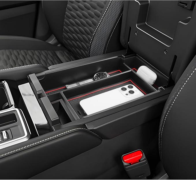 LUWU 2025 2026 Pathfinder Center Console Organizer Compatible with Pathfinder 2022 2023 2024 2025 2026 Accessories Armrest Console Storage Box Insert Tray ABS Material Coin Container, Red