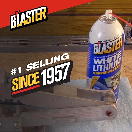 B’laster White Lithium Grease Spray – High-Performance Lithium Grease Spray – Helps Protect Against Moisture & Oxidation - Reduces Friction & Leaves a Durable Lubricating Layer – 11 oz (Case of 6)