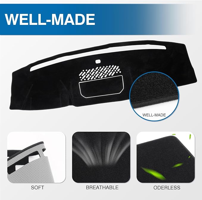 KUST Black Dash Cover for Ford F-150/F150 2021-2026 (Only fits for 12-inch Touch Screen Dashboard) Polyester Dashboard Cover Non-Slip Interior Accessories for F150 Custom Fit Dash Mat