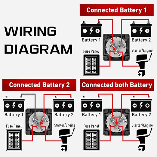 Nilight Battery Switch 1-2-Both-Off 12V 24V 48V 600A High Current Heavy Duty Battery Power Cut Master Switch Disconnect Isolator for Truck Vehicle Trailer RV Marine Boat Yacht