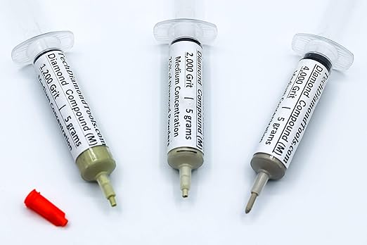 TechDiamondTools Kit of 3 Diamond Polishing Compound Polishing Paste USA Made 1200 2000 4000 Grit for Marble Glass Metal Rock Jewelry Resin Silver Gemstone with 25% of Diamond Powder