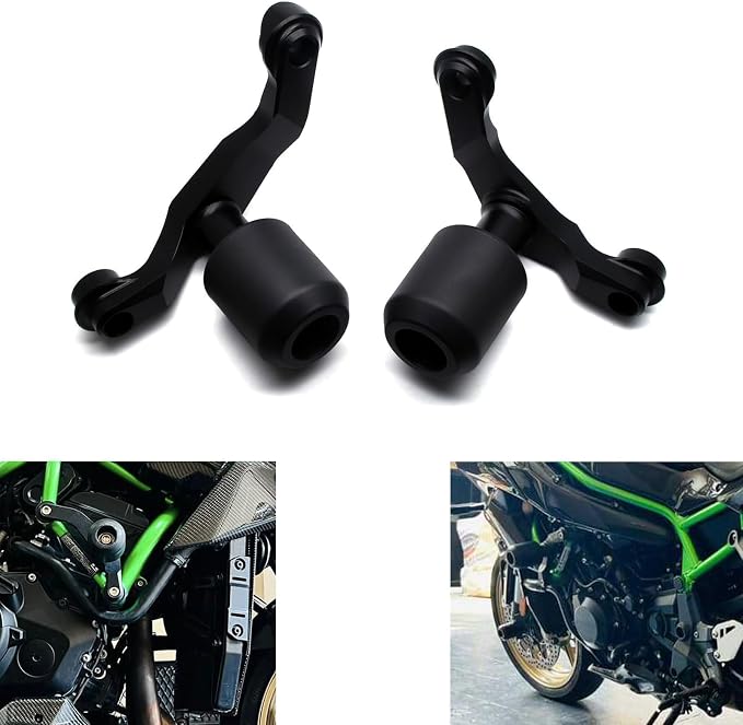 MZS Motorcycle Frame Sliders, Crash Protector Falling Protection Guards Kits No Cut Accessories Aluminum Black Compatible with Z H2 2020-2024 / ZH2 SE 2020-2024