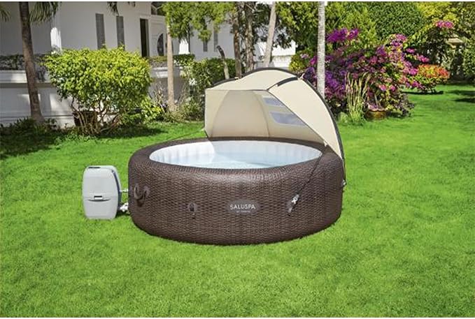 Bestway SaluSpa Windproof UV Protection Sun Shade Canopy Attachment Accessory with Mesh Windows for Round Inflatable Hot Tub Spas (Canopy Only)