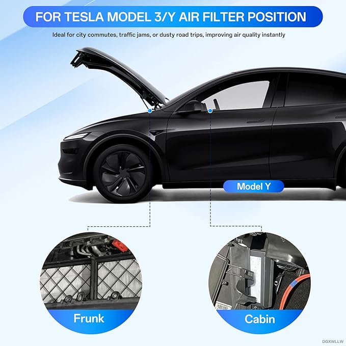 Air Intake Cabin Filter for Tesla Model Y 2020-2025 2026 Juniper, 6 Pack HEPA Air Filters with Activated Carbon, Cabin AC Filter Internal and External Replacement Includes Tools Accessories