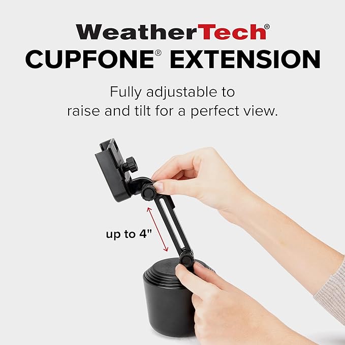 WeatherTech CupFone with Extension – Adjustable, Universal Cup Holder Cell Phone Mount Car & Truck Accessory – Best Design for iPhone & Smartphone Charging – Turquoise Metal Knobs