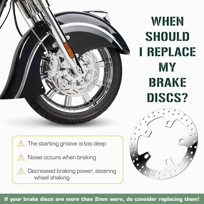 Youxmoto 11.8" Front Brake Rotor for Harley Davidson Touring, for Road King Electra Glide Standard/Classic Tri Glide Ultra Classic Street Glide Road Glide with Bolts Pads Brake 14-22, Polished