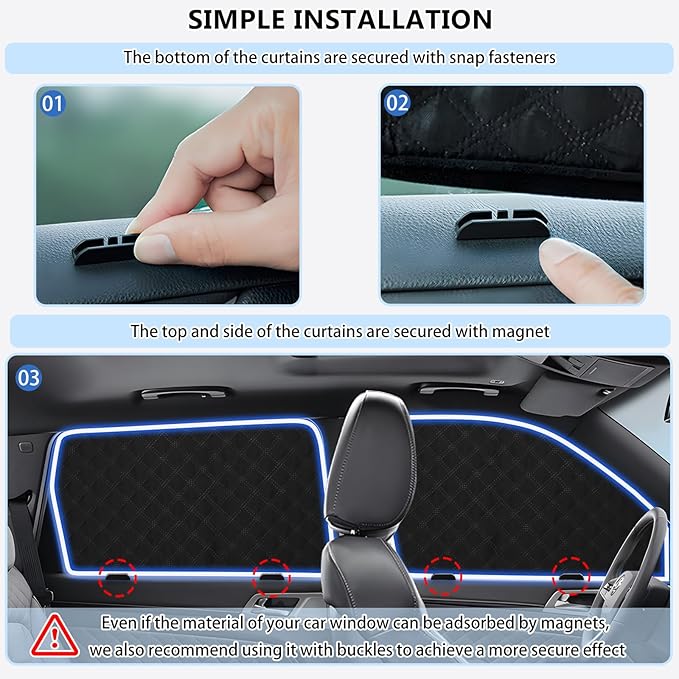 ZATOOTO Car Window Shades for Silverado EV 2024 Sun Shade for Side Windows 4 Pack, Car Window Cover for Camping with Breathable Window Screen and Reversible Blackout Window Shade for Privacy Heat